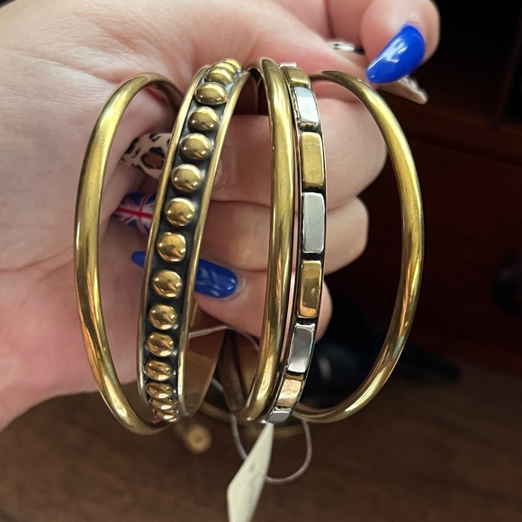 Forever 21 mixed gold/silver Metal Bangle Bracelets  Set of (5) - Picture 10 of 11